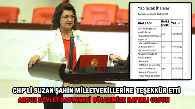 ARSUZ DEVLET HASTANESİ BÖLGEMİZE HAYIRLI OLSUN