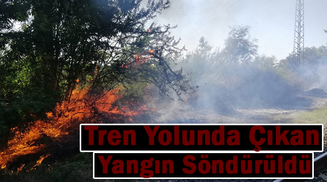 Tren yolunda çıkan yangın söndürüldü