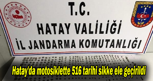 Hatay’da motosiklette 516 tarihi sikke ele geçirildi